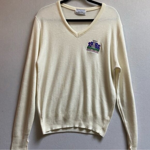 Vintage 1986 Le Sport Coupe Grey Cup Vancouver V neck sweater Sz M - Picture 1 of 8